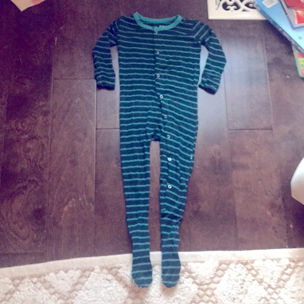 Kickee pants bay and tundra stripe footie 2T